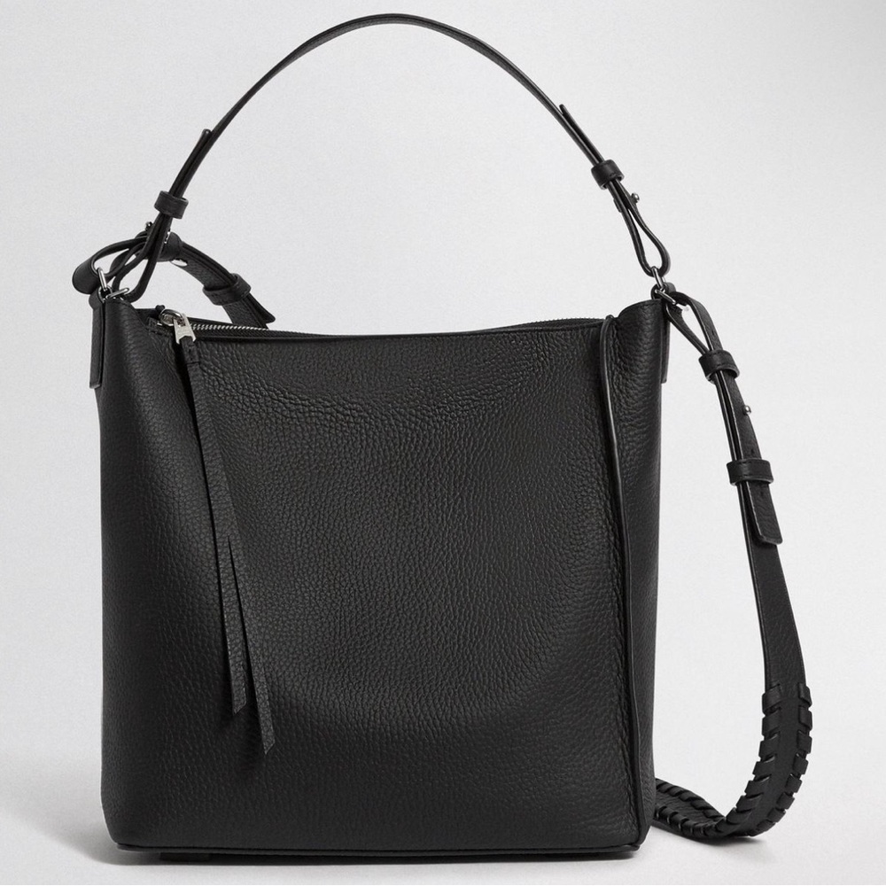 All saints black leather bag pack